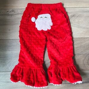 Mud Pie Toddler Girls Santa Christmas Ruffle Hem Red Pants 2T/3T